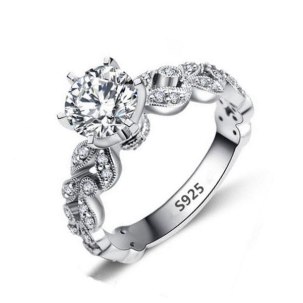 

cluster rings sterling silver 925 wedding for women diamond ring engagement womens jewelry, Golden;silver