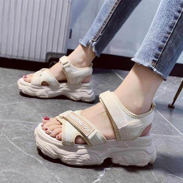 

thick bottom sandals 2021 women's sports hollow outdoor summer shoes ladies beach, Black