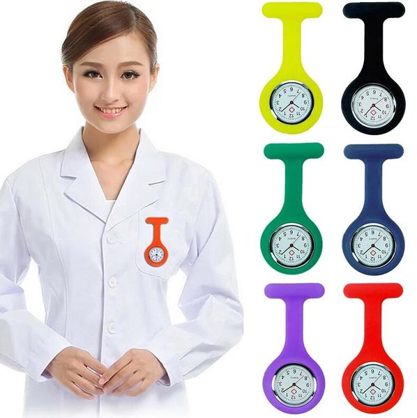 

silicone nurse watch brooch robe fob watch candy medical pocket nursing fashion clock gift for men women, Slivery;golden