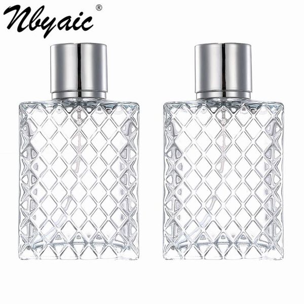 

nbyaic 50pcs perfume bottle 100ml large capacity grid surface glass replacement spray empty storage bottles & jars