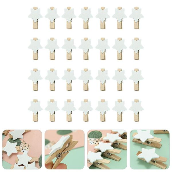 

party favor 100pcs wooden picture clips po hanging star shape holder