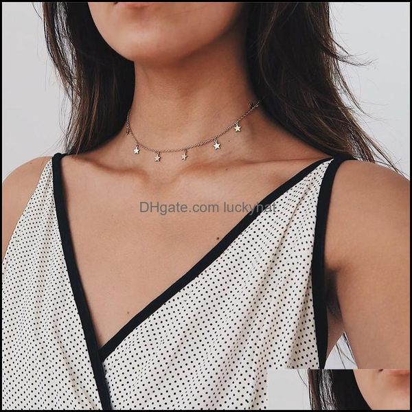 

& pendants jewelrygold color star party womens pendant necklace fashion female choker necklaces simple ladies pentagon-star jewelry gifts dr, Silver
