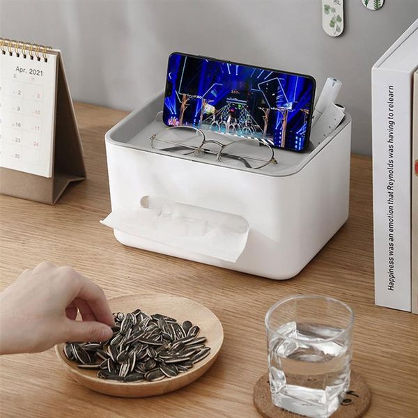 

tissue boxes & napkins multifunctional deskholder napkin box remote control office storage organizaer phone