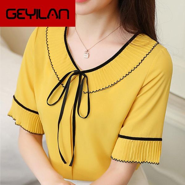 

fashion chiffon women blouse shirt short sleeve summer ladies blusa plus size feminine blouses d620 30 women's & shirts, White