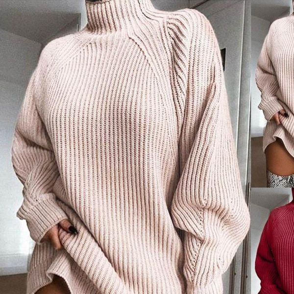 

women sweater knitted turtleneck dress autumn winter warm pullover long sleeve solid casual oversized sweaters dresses 5s, White;black