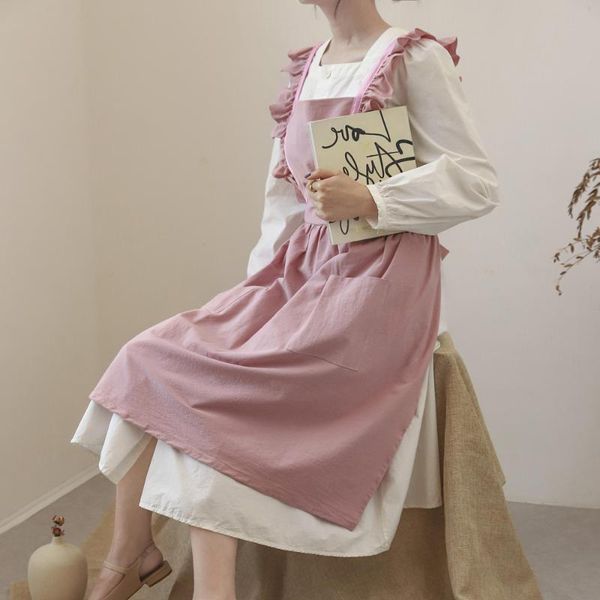 

aprons cotton for women cooking kitchen with extra ties chef bib apron dress gift