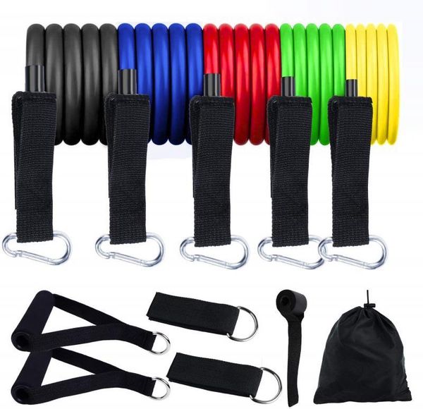 

resistance bands 11pcs band set 11-piece tension up to 150 pounds pull rope exercise kit tube