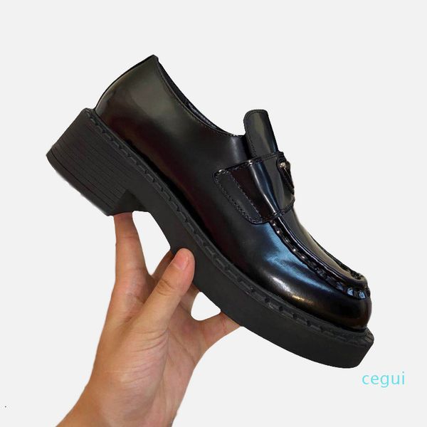 

woman small leather shoe cowhide shoes fashion classic letter casual chunky heel shoesshoes for parties dress sandals size34-40, Black