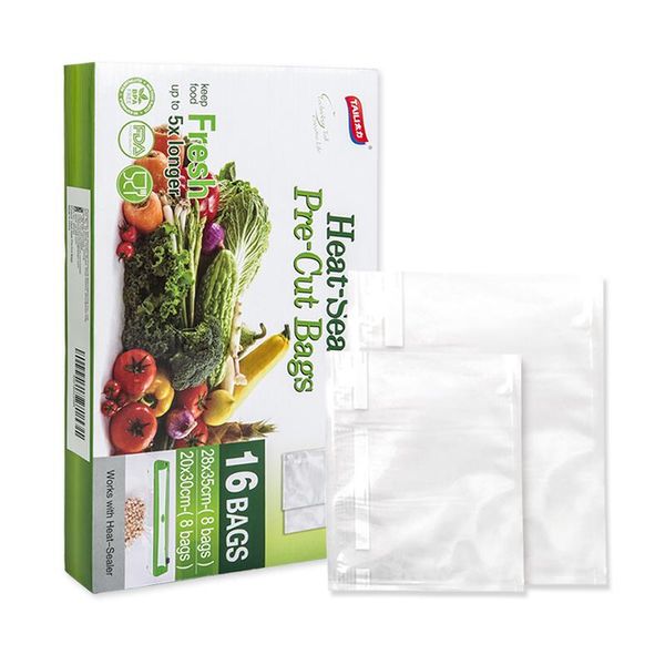 

food savers & storage containers 16 pcs kitchen vacuum bag heat seal pre-cut packing keep fresh bpa er safe