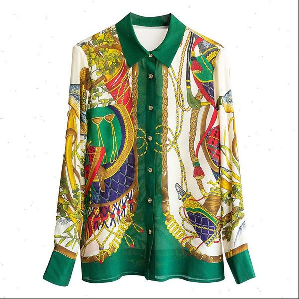 

runway brand design plus size women shirts summer baroque palace vintage shirt print long sleeve blouse clothes 3l, White
