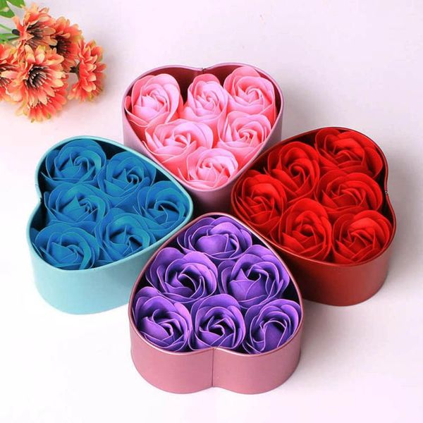 

decorative flowers & wreaths 6pcs heart scented bath body petal rose flower soap wedding decoration gift fake artificial bouquet drop /c