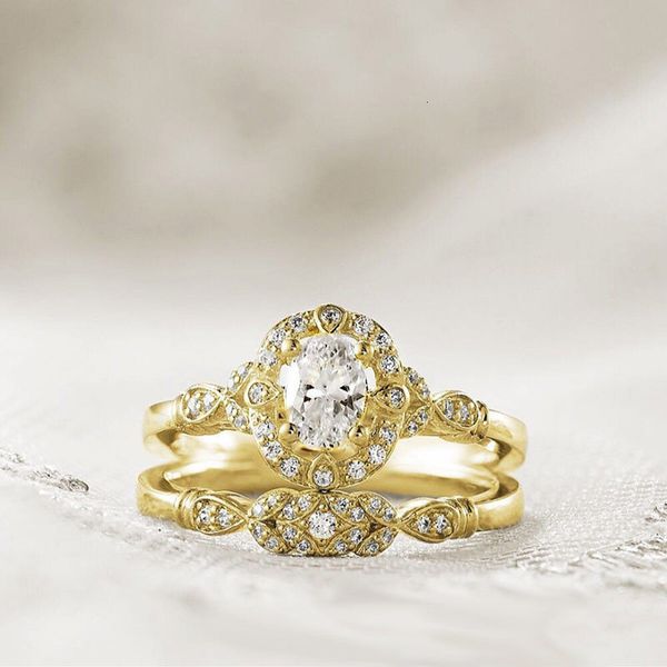 

mens and womens ring jewelry exquisite high-end round set fashion women's micro zircon hand, Golden;silver