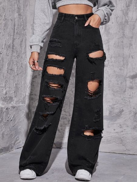

distressed ripped boyfriend jeans y84i#, Blue