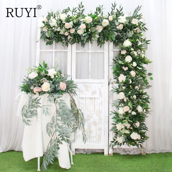 

decorative flowers & wreaths customized willow leaf rose green artificial flower plant row garden outdoor wedding arch floral party backdrop