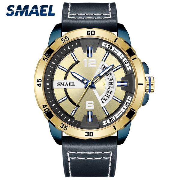 

wristwatches smael fashion mens watches waterproof calendar male watch men leather sport military wristwatch drop, Slivery;brown