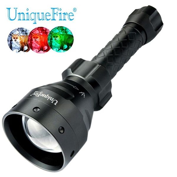 

uniquefire 1405 xpe waterproof red/green/white light zoomable 3 modes 450 lumens torch for hunting, camping, hiking flashlights t torches