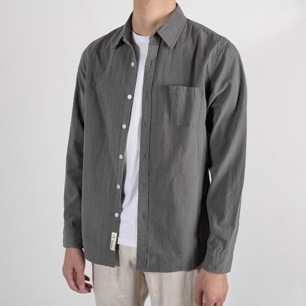 

summer and autumn long sleeve fashion shirt men casual gray shirts for comfortable solid mens four season camiseta men's, White;black