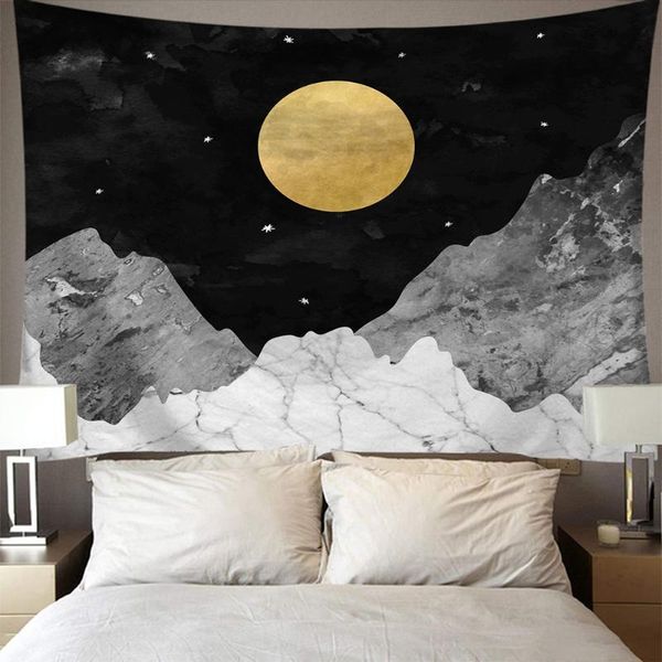 

tapestries indoor abstract moon print tapestry background cloth multipurpose floral wall household hanging carpet