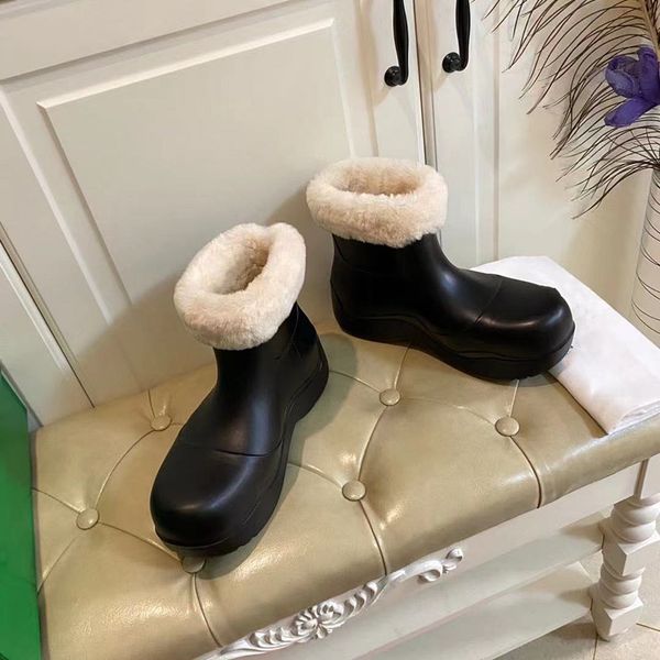 

black brown leather ankle boot woman knight snowboots gold embellished winter autumn runway roman fur wool inner fashion martin boots knee h