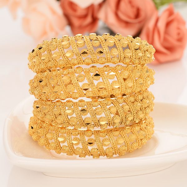 18 k Feiner massiver gelber gefüllter Manschettenarmreif für Frauen, Braut, Hochzeit, äthiopisches Armband, Goldschmuck, Charm-Partygeschenke