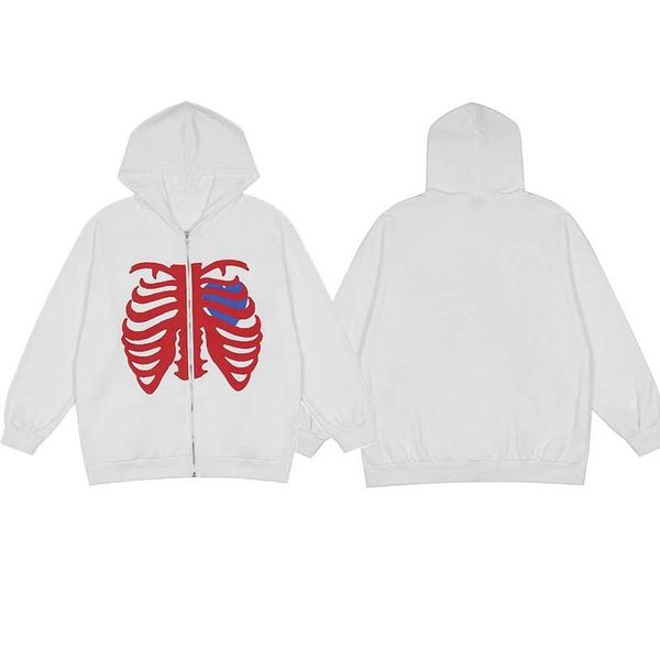 

men's hoodies & sweatshirts skeleton zip up hoodie skull prints harajuku oversized sweetshirts fall zipper jacket coat for women dark a, Black