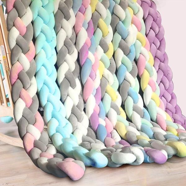 

pillow 1m/2m/3m/4m baby bumper bed braid handmade knot cushion for infant bebe crib protector cot room decor