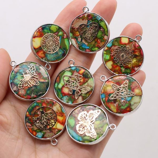 

charms explosive natural stone colorful emperor pendant loose beads diy necklace bracelet earrings jewelry accessories making, Bronze;silver
