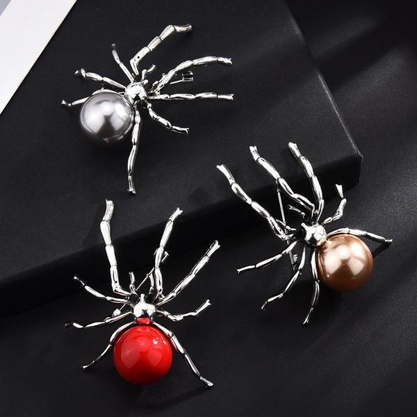 

pins, brooches japan and south korea imitation pearl spider brooch female 2021 fashion animal clothing accessories, Gray