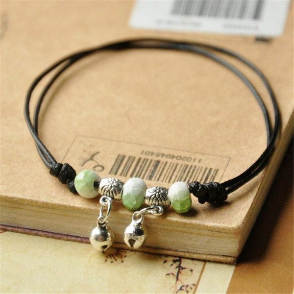 

anklets 3pcs fashion ethnic style ceramic bracelet handmade porcelain beads adjustable rope for women girl, Red;blue