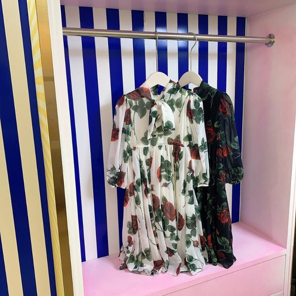 

girl's dresses brand designer children's clothing girls baby autumn 2021 bohemian floral long evening dress kids wedding costumes, Red;yellow