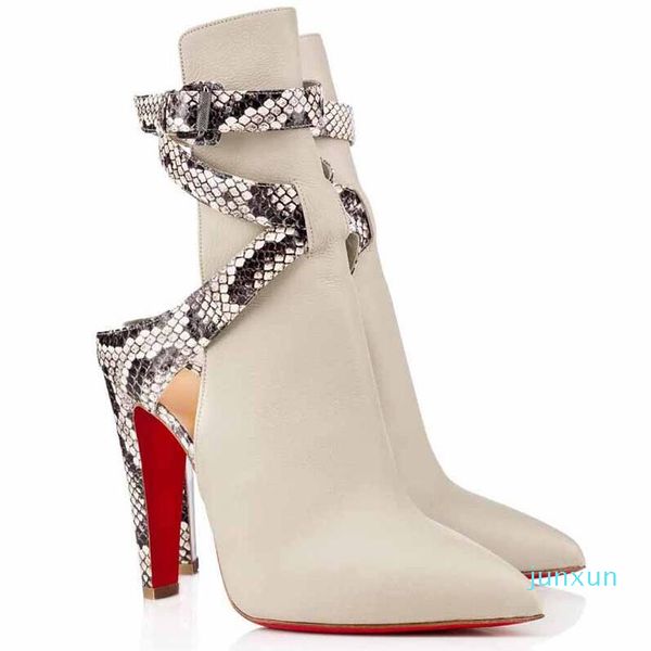 

summer nice women's booty red bottomankle boots pointipik pointed toe lady booties ankle strap high heels party wedding dress eu35-43, Black