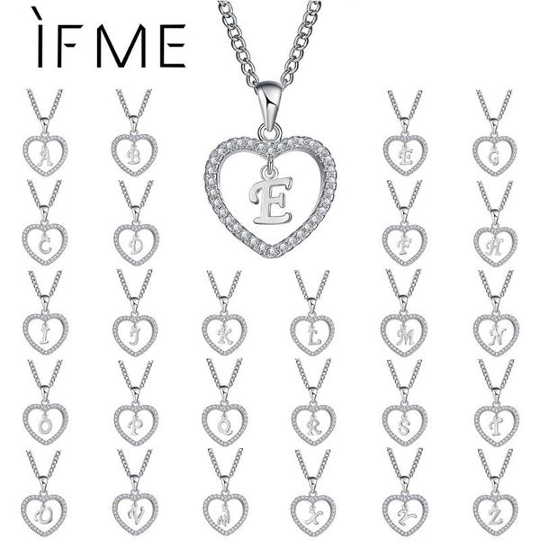 

pendant necklaces fashion silver color cz love heart crystal letter necklace charms women 26 capital a to z statement jewelry gifts