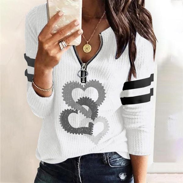 

women's sweaters 2021 spring autumn warm fashion women love print stitching zipper long sleeve blouse sweatshirt hoodie oversized haraj, White;black