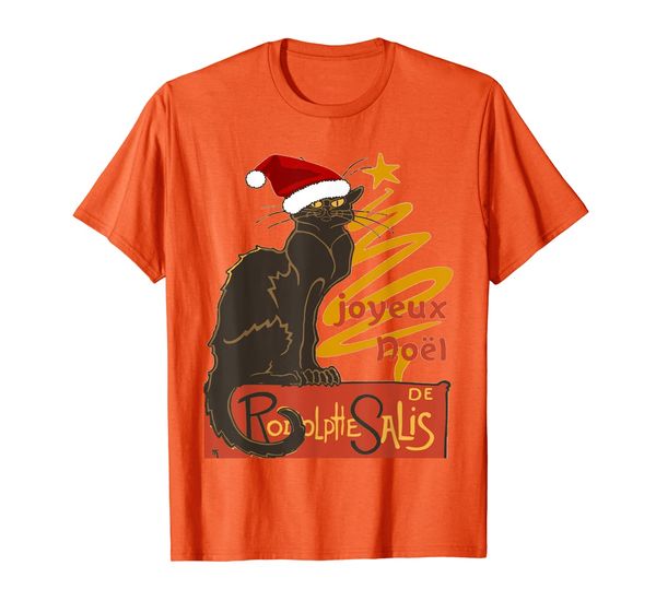 

joyeux noel le chat noir with stylized golden tree t-shirt, White;black