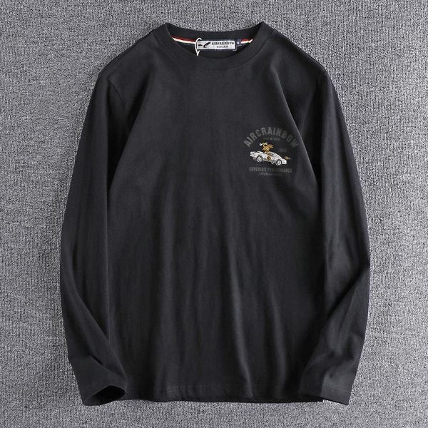 

men's t-shirts 2021 autumn and winter european american frosted long sleeve t-shirt casual printed round neck bottomed shirt 429, White;black