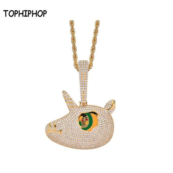 

pendant necklaces iphop colorful cz cartoon necklace fashion out stone lucky animal hip hop jewelry men and women, Silver