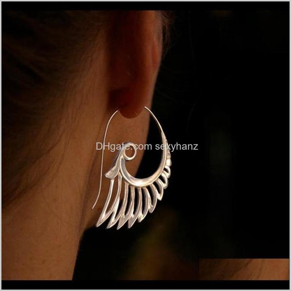 

dangle & chandelier drop delivery 2021 vintage national style feather women long alloy earrings matching clothes fashion jewelry gift mphad, Silver