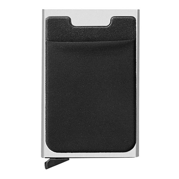 

card holders ocardian holder pu leather multi-function aluminium alloy id cards cover metal business case g0905#35, Brown;gray