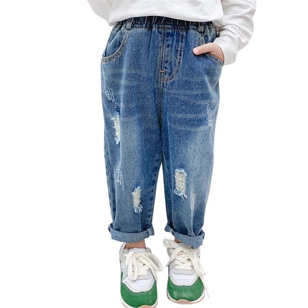 Джинсы девочки с джинсами дыры для девочек разорванные джинсы инфантил вскользь стиль малыш одежда 210331