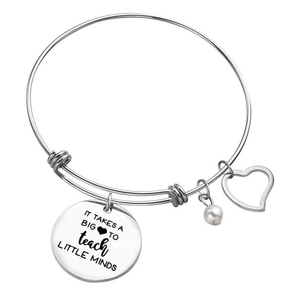 

charm bracelets stainless steel bracelet gift for teacher tutor appreciation with heart it takes a big to teach little minds, Golden;silver