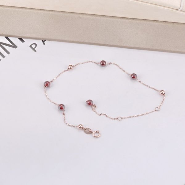 

s925 sterling silver exquisite garnet chain japanese and korean simple personality wind red transfer bead foot accessories for women, Red;blue