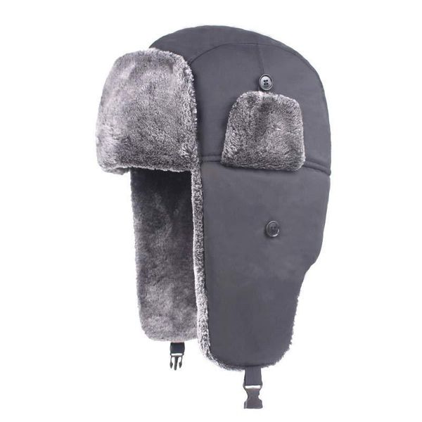 

berets size 58cm thick winter velvet earflaps bomber hats windproof fleece ski hunting camping, Blue;gray