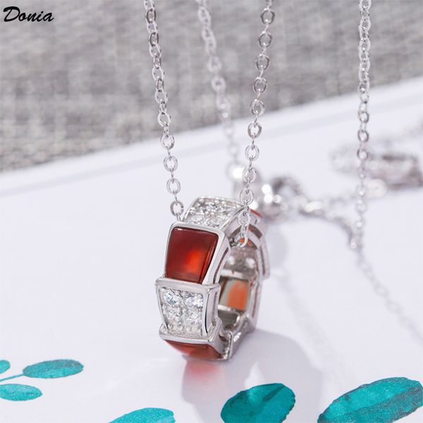 

donia jewelry euro american fashion 925 silver snake micro inlaid zircon necklace fashion accessories luxury birthday gift, Golden;silver