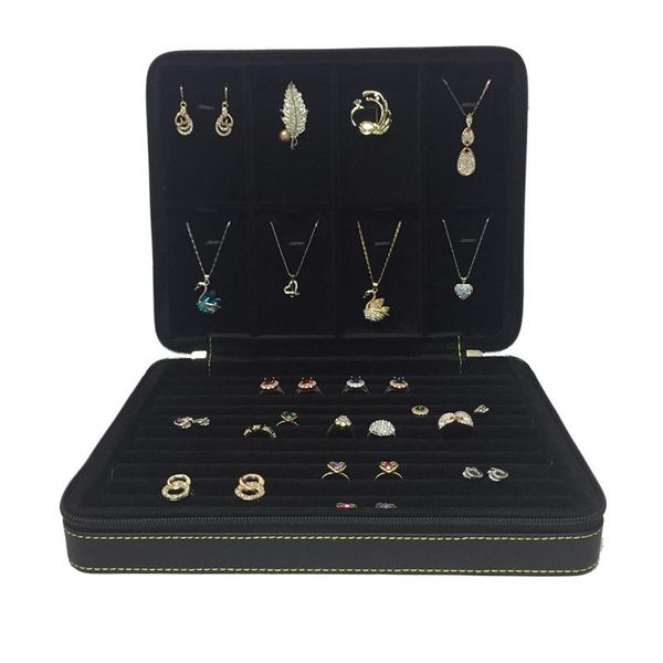 

jewelry pouches, bags exhibitors portable storage zipper box ring earring display collection necklace pendant, Pink;blue