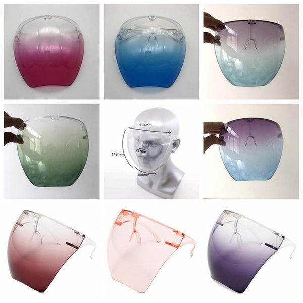 

stock plastic safety faceshield with glasses frame transparent full face cover protective mask anti-fog face shield clear designer masks h13