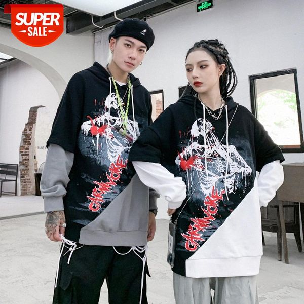 

sweater men's hooded brand street hip-hop personality loose hedging couple jacket #qy48, Black