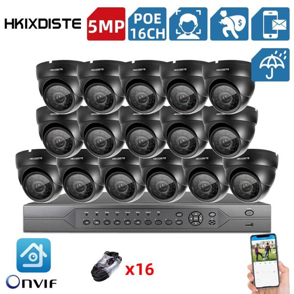 

h.265+ 16ch poe nvr kit face detection cctv camera system ai ultra hd 5mp outdoor waterproof security video surveillance set p2p wireless ki