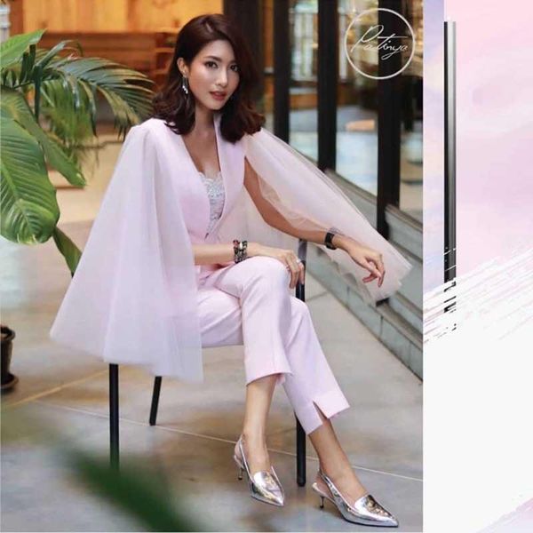 

two piece dress wholesale 2021 2 set pink v-neck coat&trousers fashion slim two-piece suit celebrity party, White