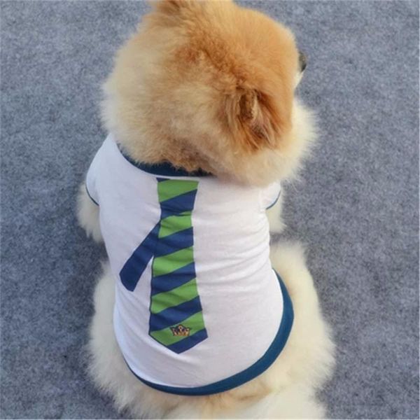 

dog apparel pet t-shirt cute puppy clothes fashion neck tie pattern blue size s