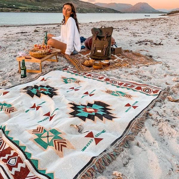 

tapestries vintage bohemian woven tapestry blanket cotton wall background bedroom tassel tapisserie mural home decoration eb5gt